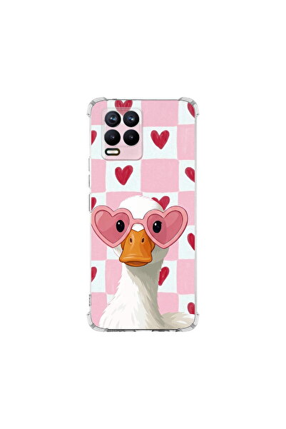 PrintiFy Realme 8 ile Uyumlu Pembe Pötikare Serisi Göletin Gülü Tasarımlı Uv ...