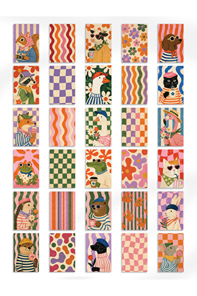 Henno 30’lu Sevimli Hayvan Dostları 4x6 cm Pul Sticker Seti | Scrapbook & Bul...