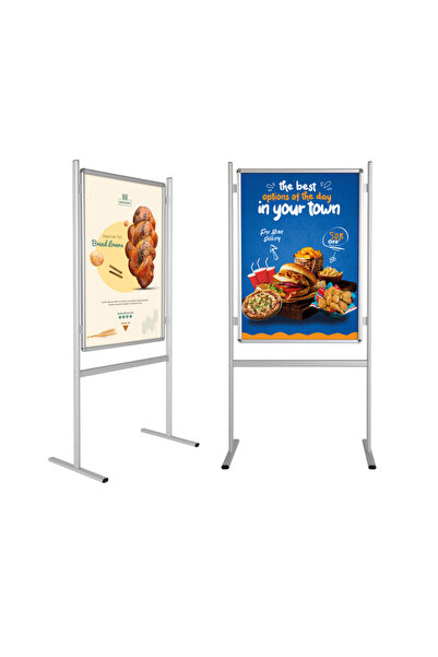 reklam etkisi Pano Alüminyum Ayaklı Poster Panosu B1 (70 × 100 cm) - Çift Tar...