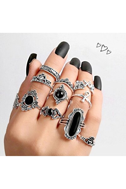 KİRAZ ÇİÇEĞİ JEWELRY Kore tarzı BOHEM 11li Yüzük seti