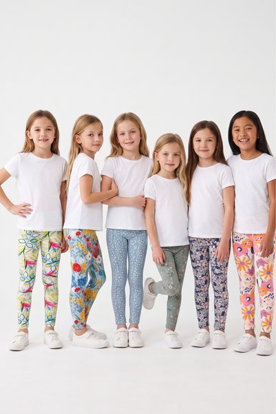 KİAGU 6-Pack of Tights for Girls, Colorful Patterned Tights, Cotton, Flexible, Daily Wear Tights, Ages 2-13