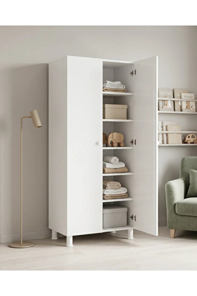 BİDOLAP LN-0330 Çok Amaçlı Dolap 2 Kapaklı 6 Raflı Banyo,Kiler,Mutfak Dolabı ...