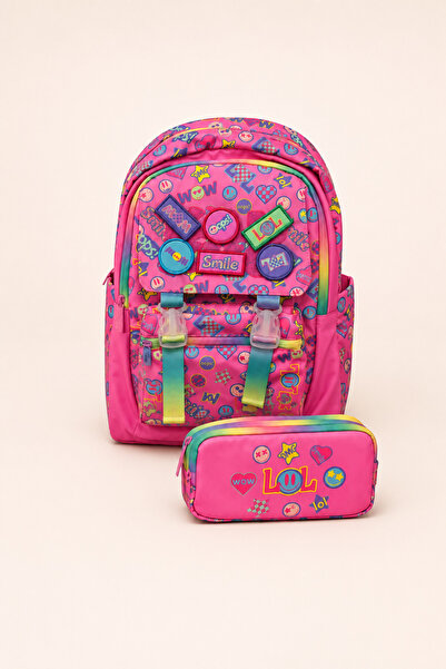 ELATAE Girl's Primary School School Bag and Pen Holder Set Multi-Compartment ...