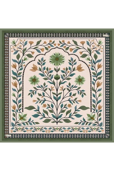 Levidor Khaki Patterned Twill Silk Scarf