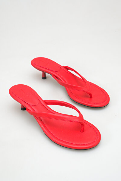 Lunora SHOES MİNA KADIN KIRMIZI CİLT PARMAK ARASI ALÇAK ÖKÇE ORTOPEDİK TERLİK