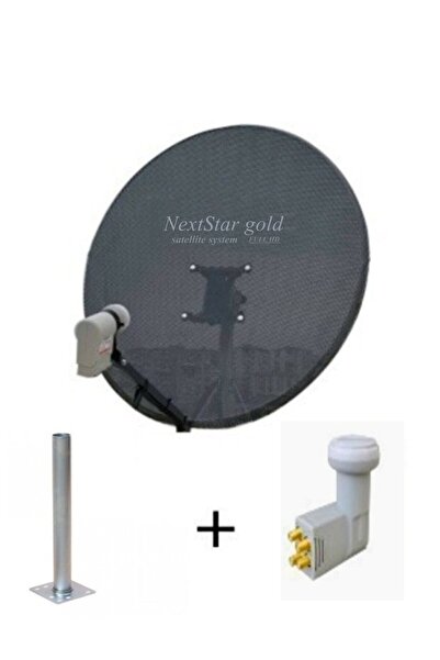 Nextstar gold 80 CM Delikli 0.8 MM Ofset Çanak Anten + 4'lü LNB + Montaj Boru...