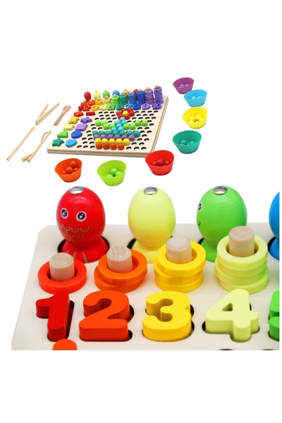 MINEXO Puzzle educativ din lemn cu magneți pentru potrivirea culorilor 30x30cm