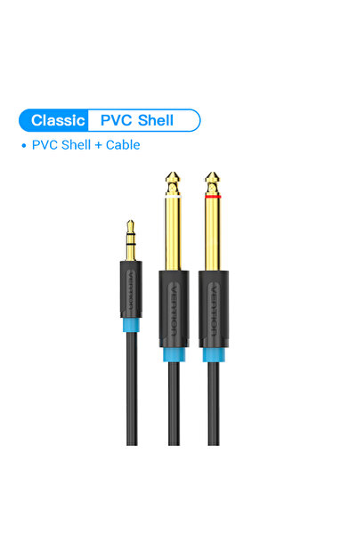 Choice9 1.5m PVC Vention 3.5mm to Double 6.5mm TRS Cable AUX Male Mono 6.5 Ja...