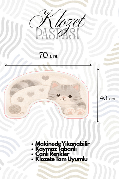 VİVİCAHOME Sweet Toilet Seat Mat Digital Printed Washable Non-Slip Based Bathroom Mat