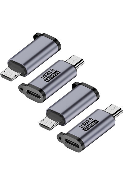 Choice 4PCS Micro USB Mini USB Type-C Adapter Male Female Converter Data Sync...