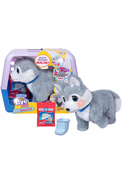 Moose Toys Little Live Pets Pies Ouchies Câine Interactiv Husky Delux Gri 26680