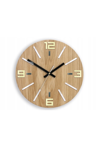 NO BRAND Ceas de perete Dexi Wood 33, rotund, din acril, stil modern, cu meca...