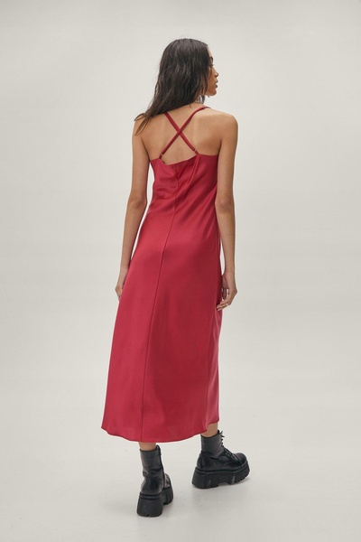 NO BRAND Rochie roșie simplă clasică cu bretele Zamak Zasty Gal 36