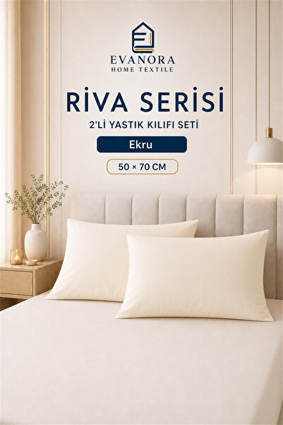 Evanora Home Textile Riva Serisi Ekru 2'li Yastık Kılıfı Seti 50 x 70 cm