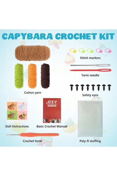 NO BRAND Kit de croșetat pentru începători Capibara cu instrucțiuni video
