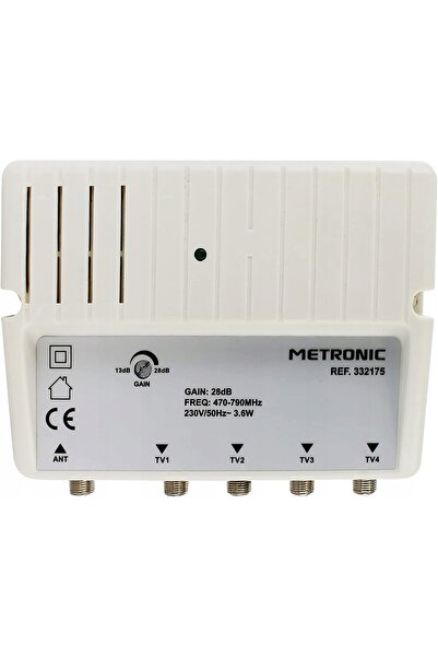 NO BRAND Metronic 332175 Amplificator UHF Intern Filtru 4G LTE 790 28Db 4 Ieșiri