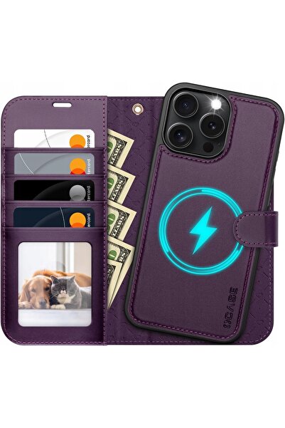 NO BRAND Husă din piele OCASE pentru iPhone 16 Pro Max, violet închis, 2 în 1...
