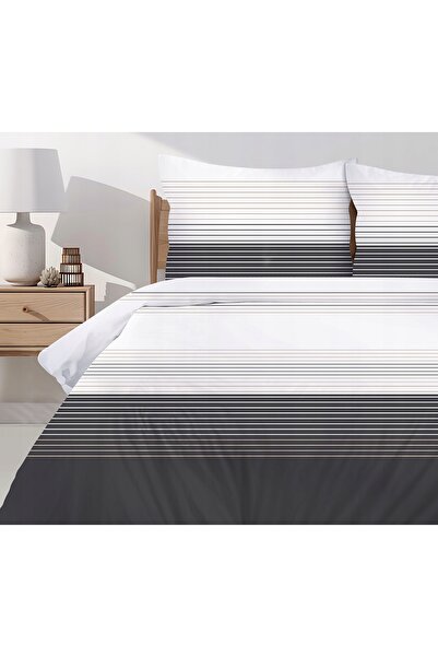 NO BRAND Lenjerie de pat din bumbac premium Bielbaw 160X200 Alb și Negru