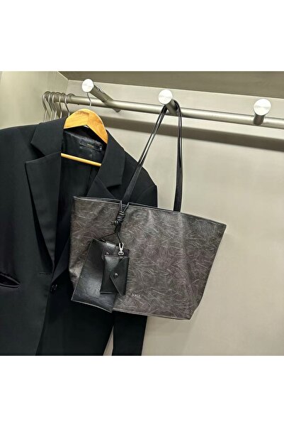NO BRAND Geantă shopper mare din piele moale, cu fermoar și 2 buzunare detașa...