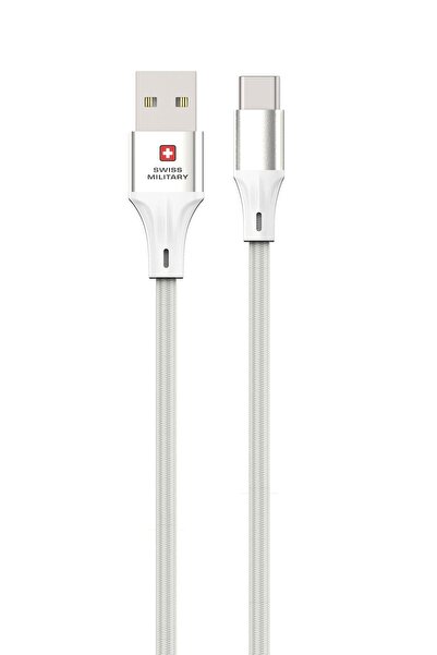 Swiss Military SM 60W USB-A To USB-C Cable - White; Premium Braided; 2 Meter