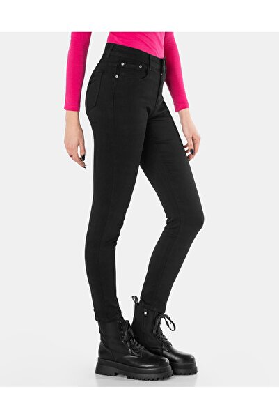 NO BRAND Blugi negri skinny de damă, din bumbac elastic 7833 W36