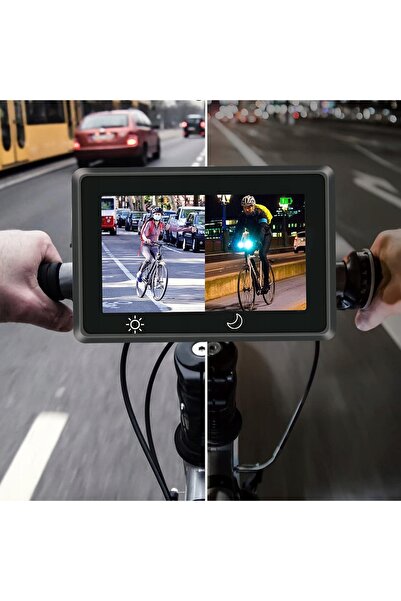 NO BRAND Cameră retrovizoare pentru bicicletă cu baterie, ecran color HD de 4...