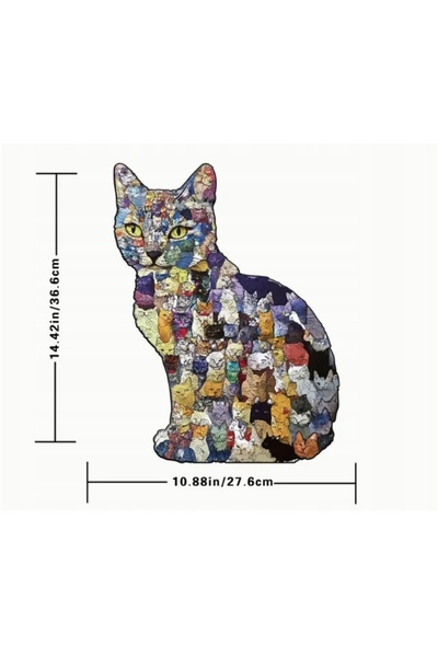 NO BRAND Puzzle din lemn pentru pisici - Puzzle cu ornamente și accesorii pen...