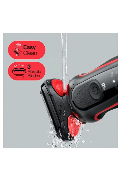 NO BRAND Aparat de ras Braun Seria 5 51-R1000S cu folie, Negru, Roșu