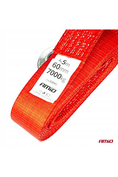 NO BRAND Bandă de remorcare 7000 kg 60mm 5 m Cârlig + Cârlig Amio-03991