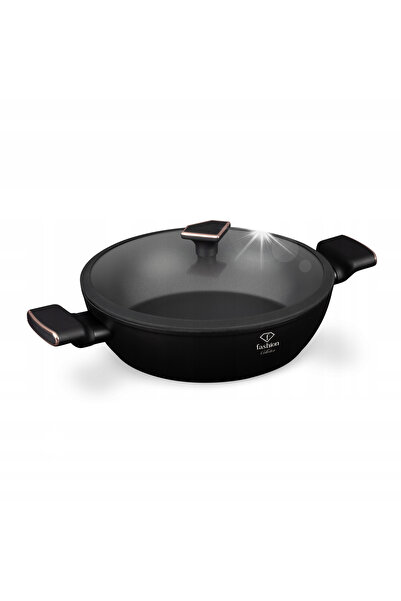 NO BRAND Vas jos de 28 cm cu capac, Fashion Ftv-0035 Negru mat-aur roz