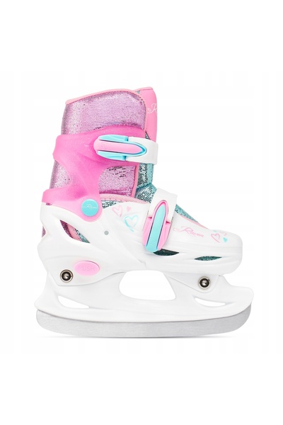 NO BRAND Patine de hochei 2 în 1 Raven Loret Glitter Alb/Mentă/Roz 30-33 Led