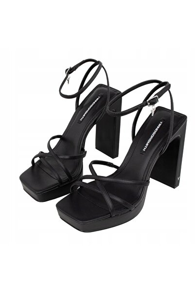 NO BRAND Sandale negre cu toc, cu barete, din piele naturală, superbă, Windso...