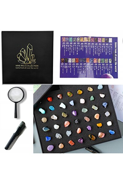 NO BRAND Set de colecție de pietre, Set de colecție de minerale naturale, 43 ...