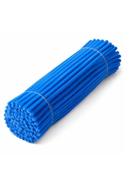 Çınar Çiçekçilik & Malzeme 100 Adet 8mm Okul Mavi Şönil 30cm, Tüylü Peluş Kad...