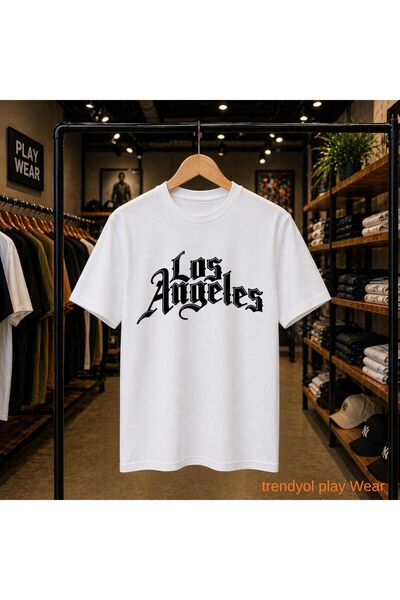 playwear Μπλουζάκι Los Angeles με στάμπα, 100% βαμβακερό, oversized, χαλαρή κ...