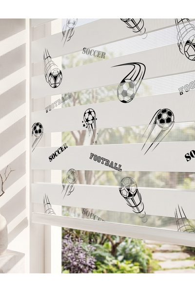 AD Home Futbol Topları Dijital Baskılı Genç Odası Spor Temalı Zebra Perde