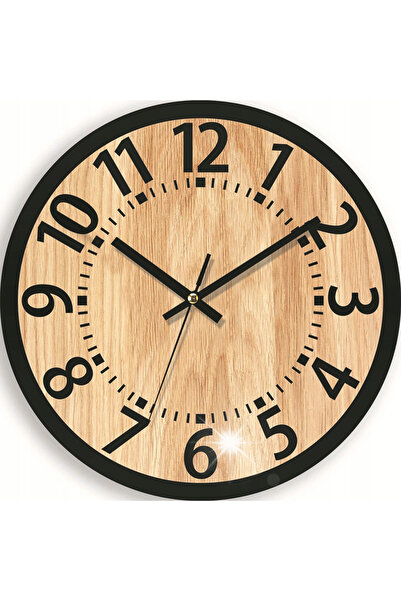 NO BRAND Ceas de perete din lemn mare, 34 cm, silențios, elegant, retro, din ...