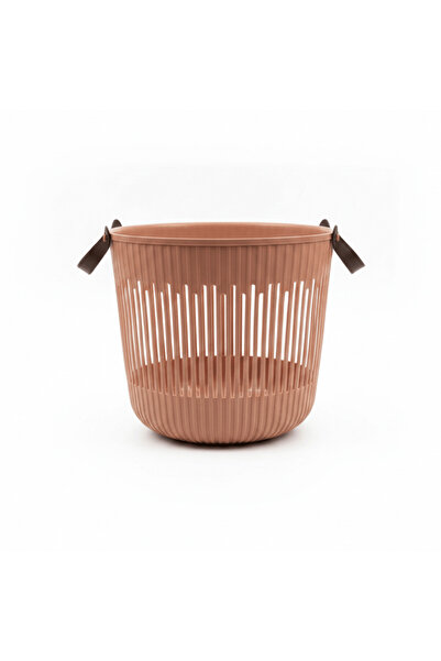 AKDC Plastic Laundry Basket with Handle - 30×35 cm - Light Brown