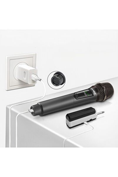 NO BRAND Microfon wireless dinamic REÎNCĂRCABIL 50M Karaoke JACK Mini Jack 2 ...