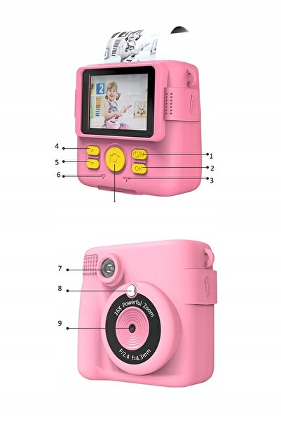NO BRAND Cameră digitală instantanee cu imprimantă pentru copii, roz, Zoom Ga...