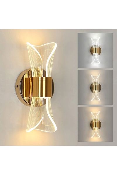 NO BRAND Aplică de perete LED dimabilă, aurie, modernă, 16W, pentru scări și ...