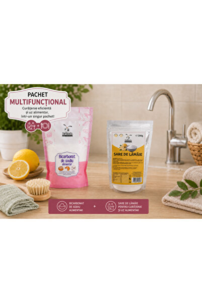 Furnicuta Pachet Bicarbonat de Sodiu + Sare de Lămâie – 4×200 g – Uz Alimenta...