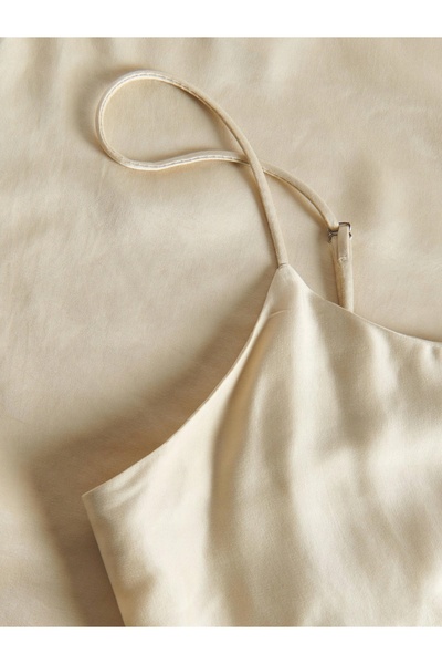 NO BRAND Top clasic bej, tip maiou, scurt, cu bretele, Reserve m