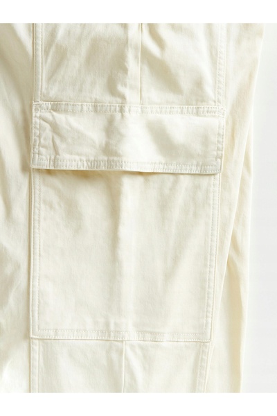 NO BRAND Pantaloni cargo lungi din bumbac cremos, clasici, cu buzunare, XXL