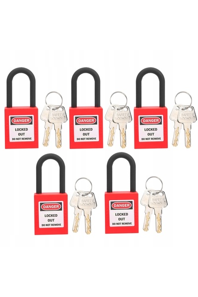 NO BRAND 5 bucăți Lacăte de siguranță LOTO (Lockout Tagout) 38mm Roșu
