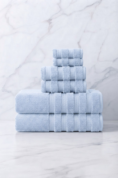 Seritaine 6-Piece Işıl Premium Towel Set - 2 Face Towels - 2 Hand Towels - 2 ...