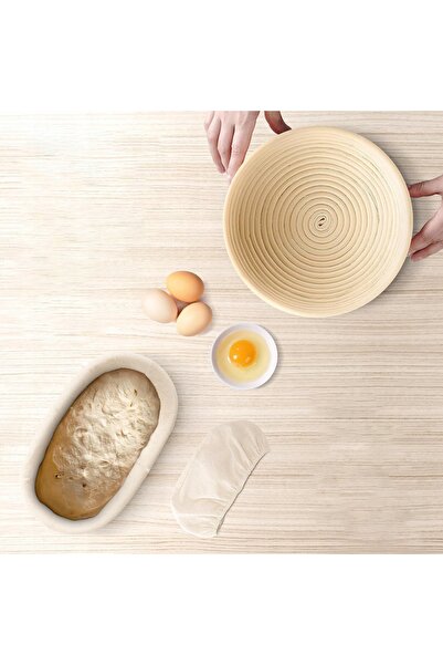 NO BRAND Set de coșuri din ratan pentru dospit pâine 25cm