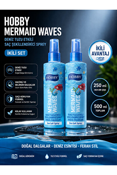 Hobby Mermaid Waves Deniz Tuzu Etkili Saç Şekillendirici Sprey 250 ml 2 Adet