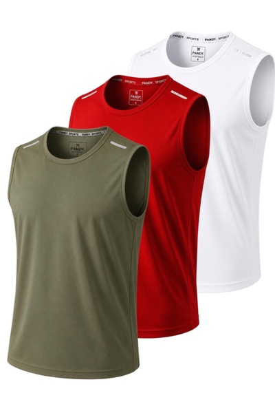 pandy 3-Pack Quick Dry Breathable Athletic Technical Athlete Zero Sleeve T-Shirt