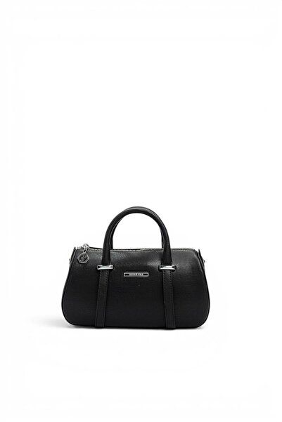 Silver Polo Black - Black Plain Women's Handbag Sp1289